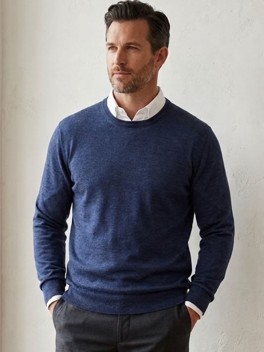 Joseph & Lyman 100% Merino Wool Man's Blue Crew-Neck Sweater XXL